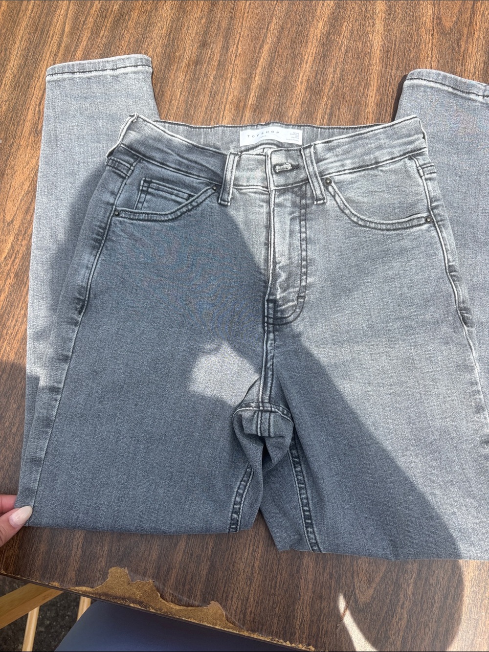 Topshop Gray High-Rise Straight Jeans